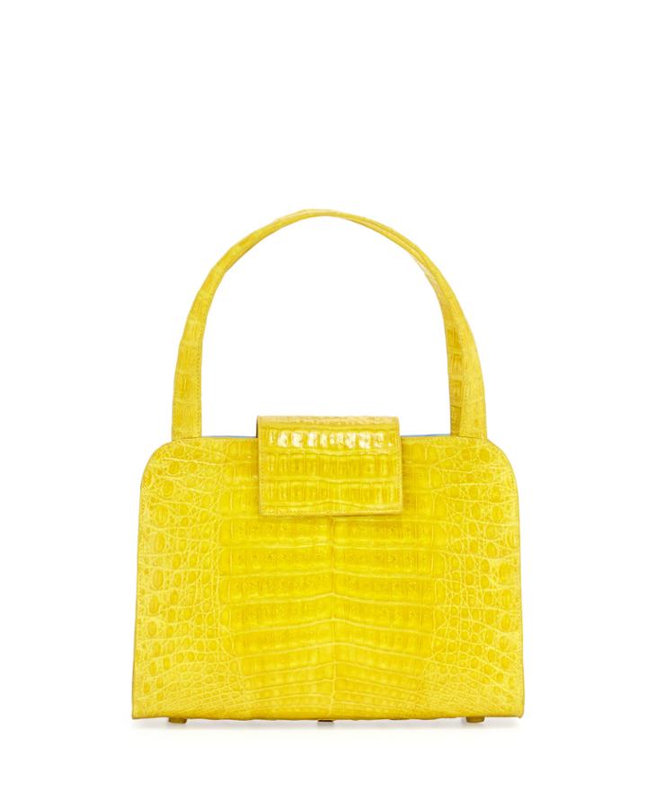 Nancy Gonzalez Crocodile Flap-strap Satchel Bag, Yellow, Women's