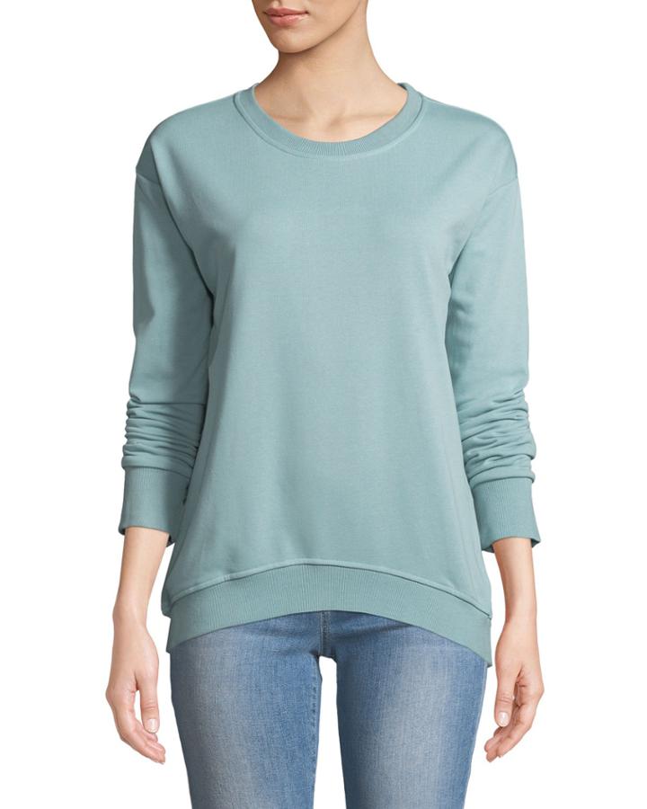 Ruffled Ladder-lace Back Sweatshirt, Green