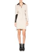 Bicolor Zip-front Polo Dress