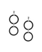 Double-cable Hoop-drop Earrings, Black