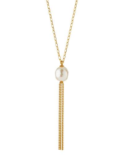16mm Pearl Gold Vermeil Tassel Necklace