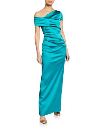 Moa Asymmetric One-shoulder Evening Gown, Champagne