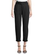 Belted Relaxed-leg Pleated Pants