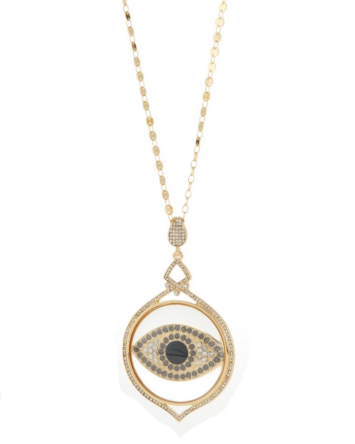 Long Evil Eye Crystal Pendant Necklace