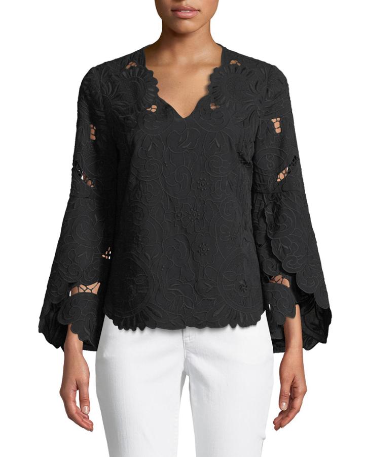 Demira Long-sleeve Eyelet Top