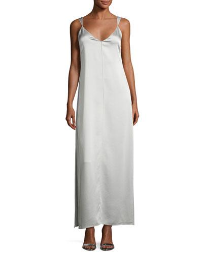 Pearl Sleeveless Satin Slip Gown,