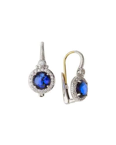 Round Crystal & Sapphire Drop Earrings