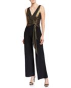 Metallic Combo Tie-waist Jumpsuit