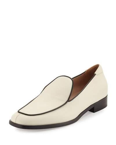 Leather Square-toe Loafer, Light Ivory/black