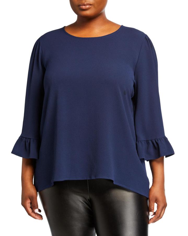 Plus Size High-low Ruffle Blouse