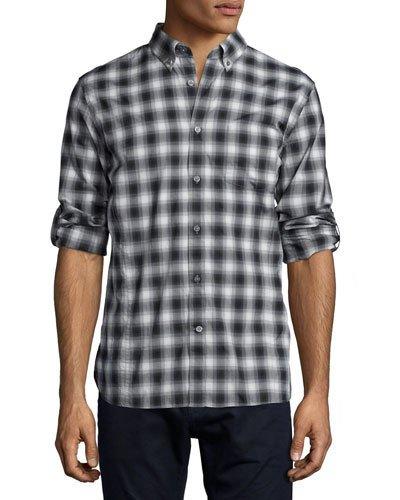 Check Roll-tab Woven Shirt, Charcoal