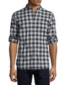 Check Roll-tab Woven Shirt, Charcoal