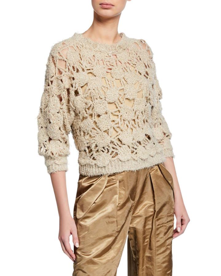 Sequined Summer 3/4-sleeve Linen Blend
