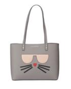 Maybelle Leather Tote Bag With Choupette Cat Face