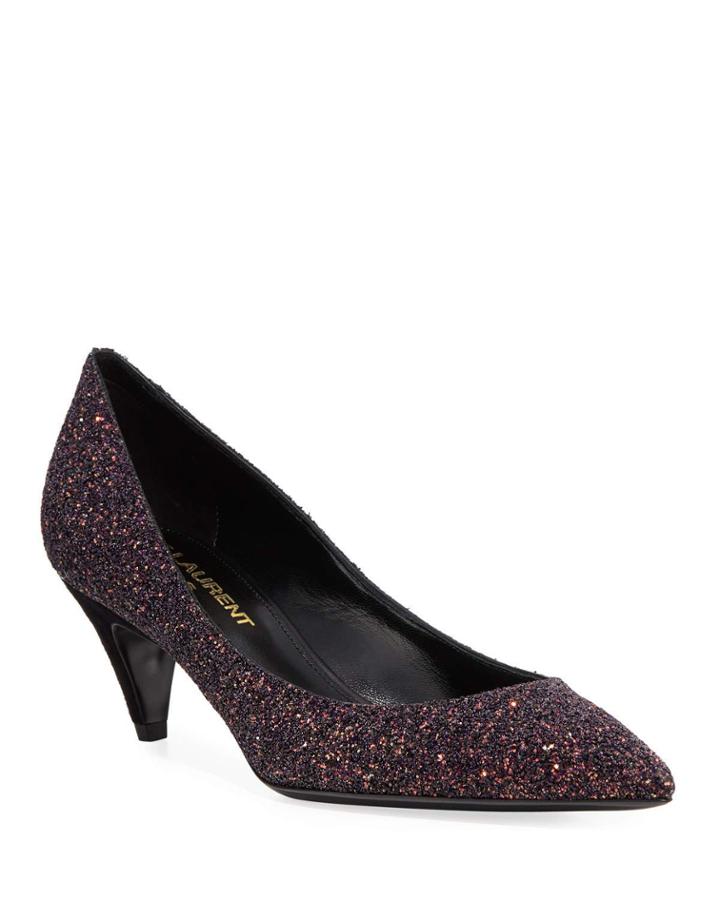 Charlotte Glitter Point-toe Kitten-heel Pumps