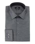Slim-fit Micro-check Dress Shirt, Charcoal