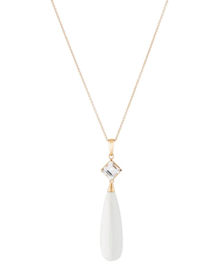18k Rock Crystal & White Agate Necklace