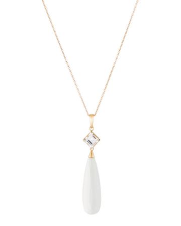 18k Rock Crystal & White Agate Necklace