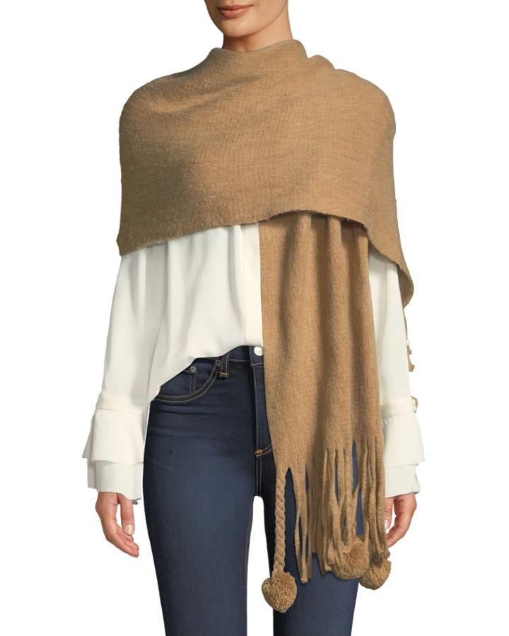Braided Pompom Fringe Wrap