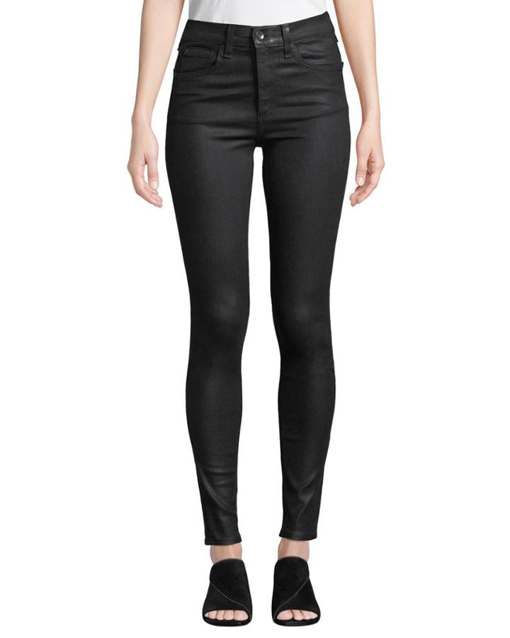 Coated High-rise Skinny Ankle Jeans