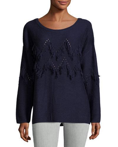 Long-sleeve Fringe-detail
