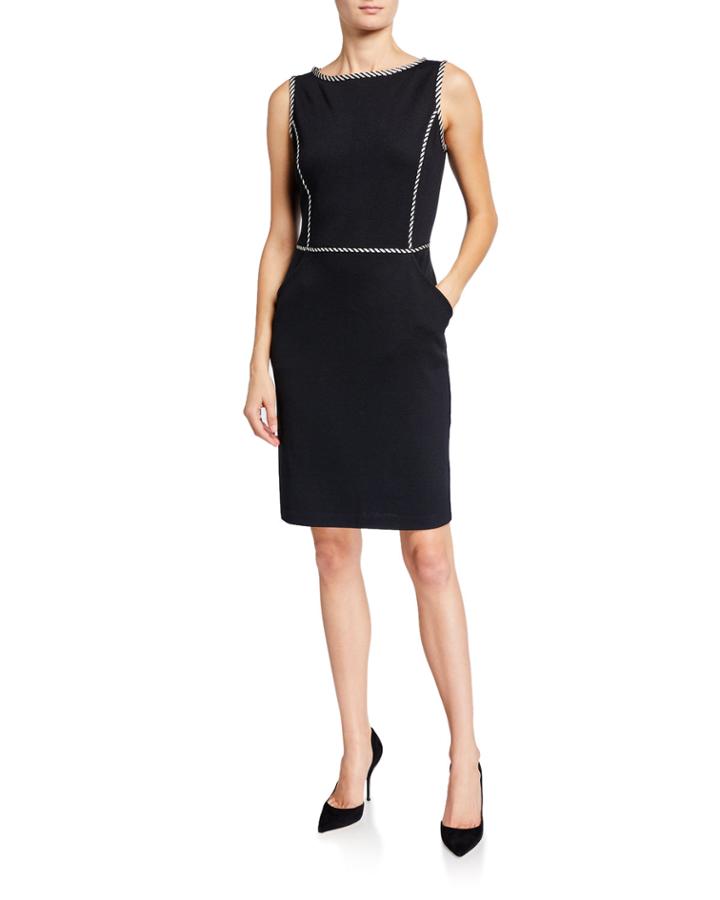 Santana Knit Stripe Trim Wool-blend Dress
