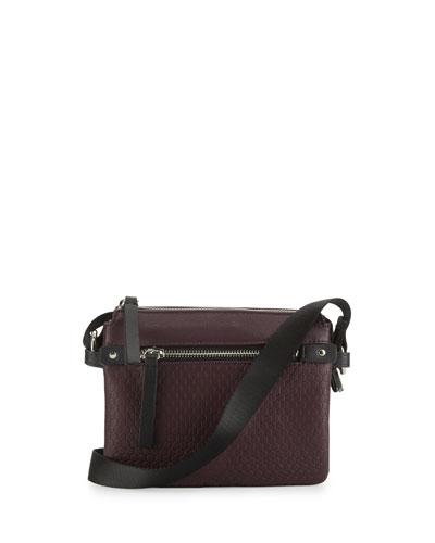 Honeycomb Faux-leather Crossbody Bag, Blackberry