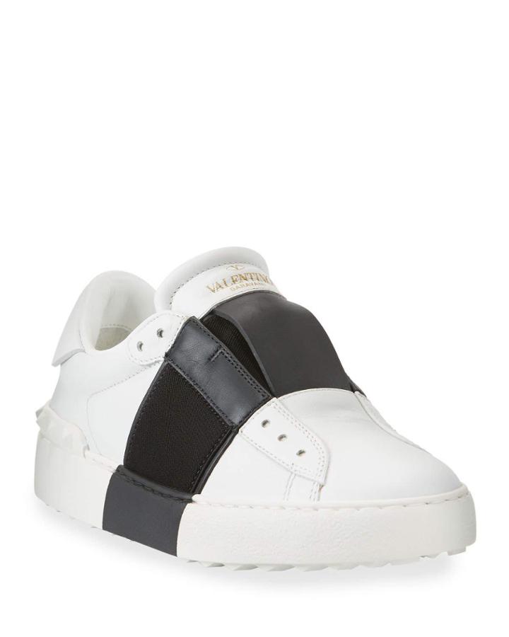 Two-tone Leather Rockstud Low-top