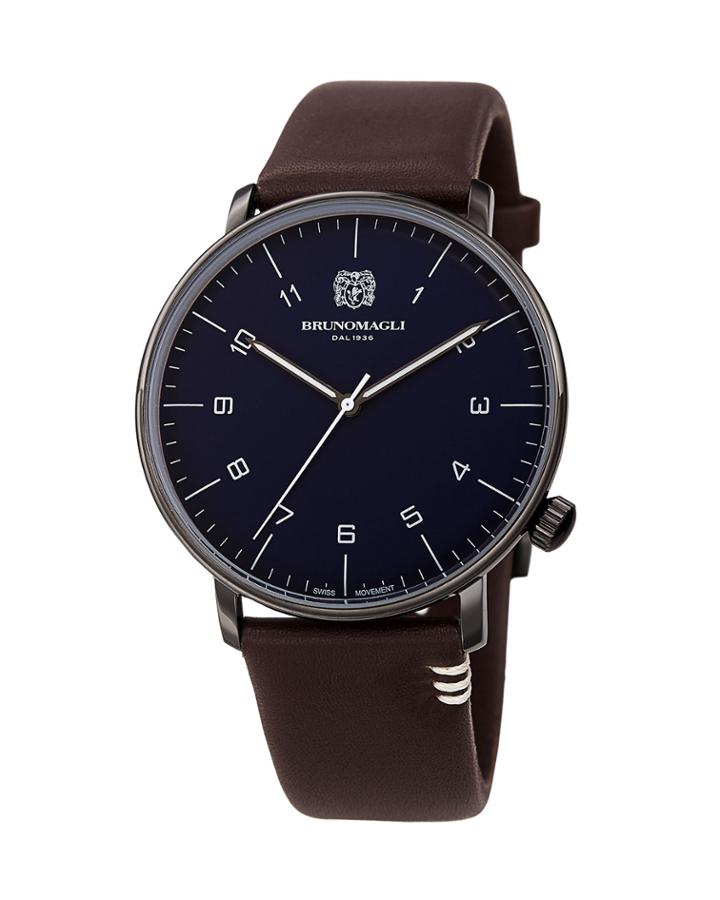 Men's 43mm Roma Moderna Watch W/ Italian Leather Strap, Dark Brown