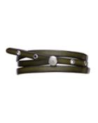 Men's Adjustable Leather Wrap Bracelet, Green