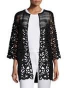 Corded-lace Open-front Cardigan
