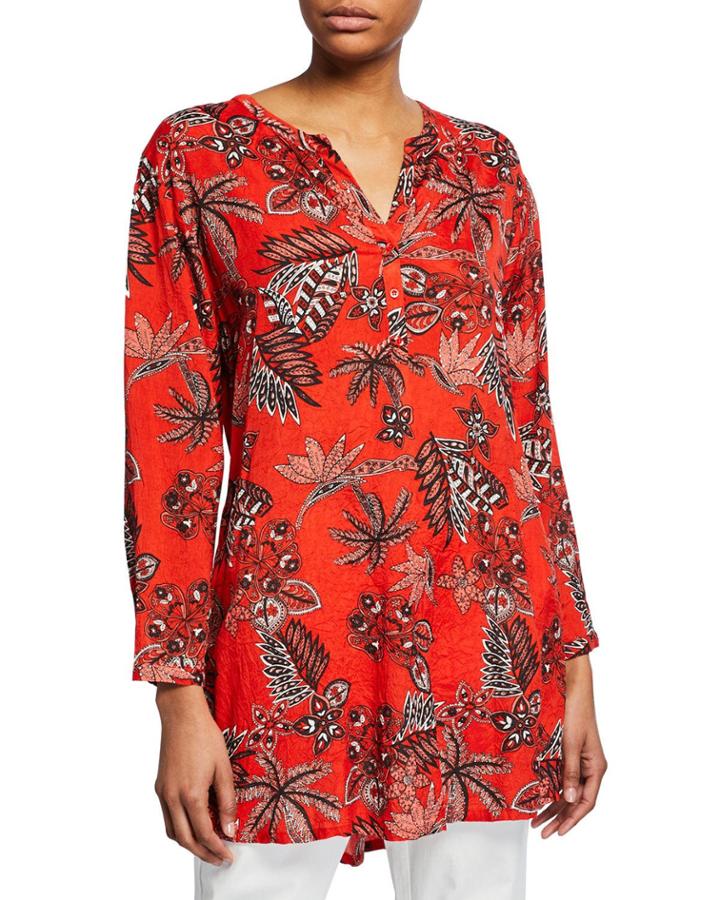 Geanna Floral Print Henley Tunic