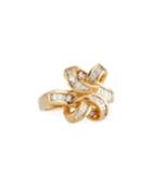 18k Gold Twisted Diamond Bow Ring,