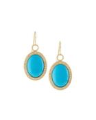 18k Oval Turquoise & Diamond Earring Charms