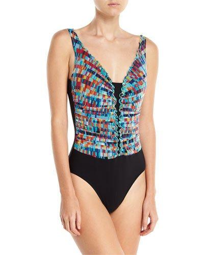 Matrix V-neck One-piece