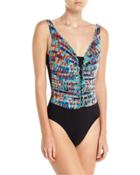 Matrix V-neck One-piece
