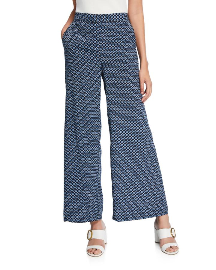 Dotted Wide-leg Pull-on Pants