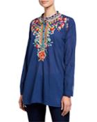 Jessa Floral-embroidered Tunic