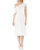 Eva Ruffle Striped A-line Dress