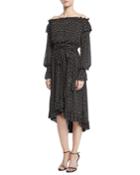 Medley Off-the-shoulder Ruffle Dot Dress