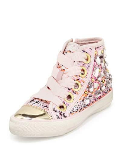 Vanessa Embellished High-top Sneaker, Pink/light Pink