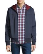 Men's Contrast-trim Nylon Zip-front Hoodie