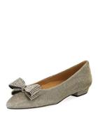 Gissy Embellished Shimmer Bow Flat