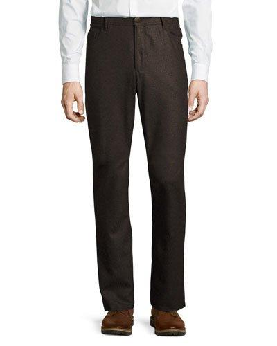 Wool Straight-leg Pants, Brown