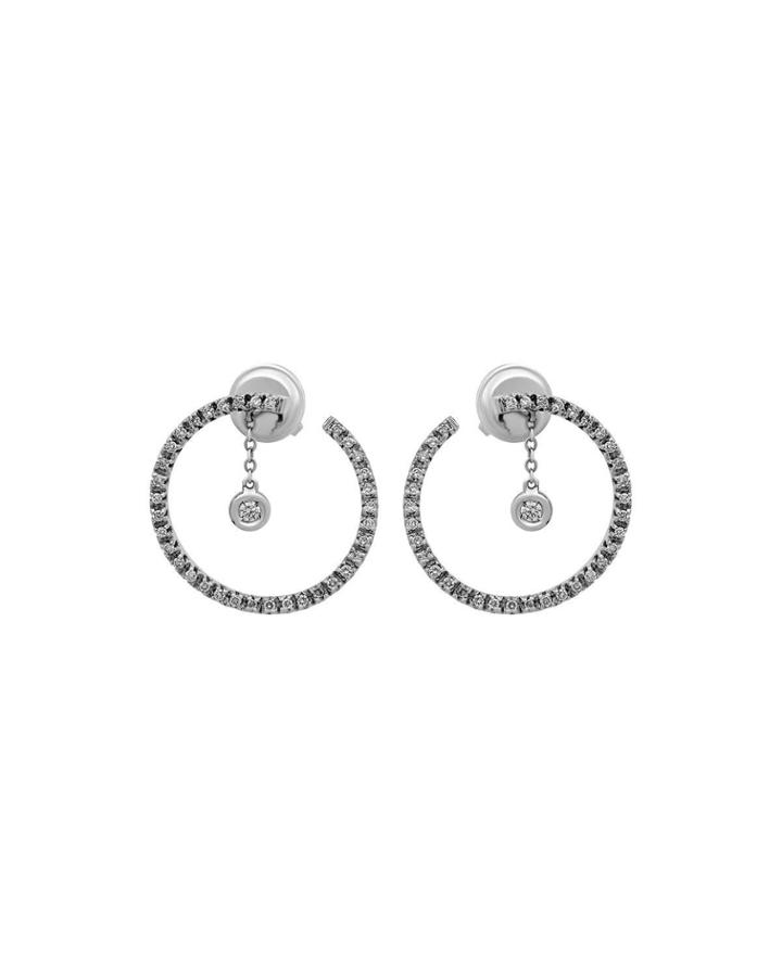 18k White Gold Diamond 1-dangle Earrings