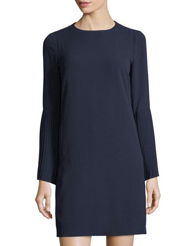 Pleated-sleeve Crepe