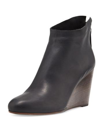 Escuro Leather Wedge Bootie, Black