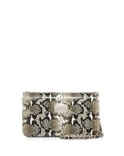 Python-embossed Crossbody Bag, Gray