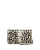 Python-embossed Crossbody Bag, Gray