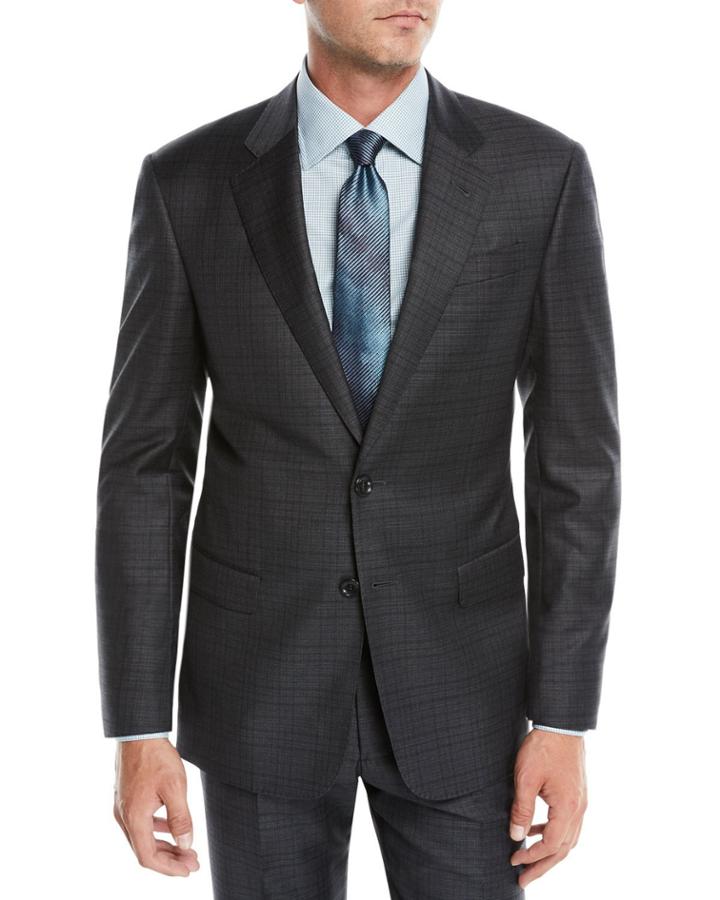 Men's Tonal Plaid Two-piece Wool